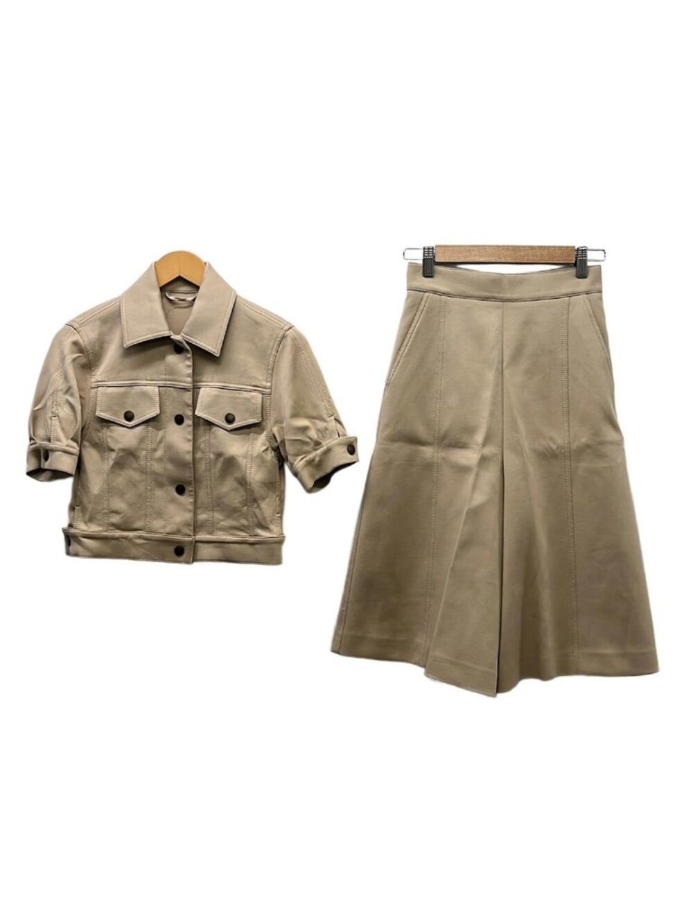 Max Mara Pants Set Beige Short Sleeve Culottes